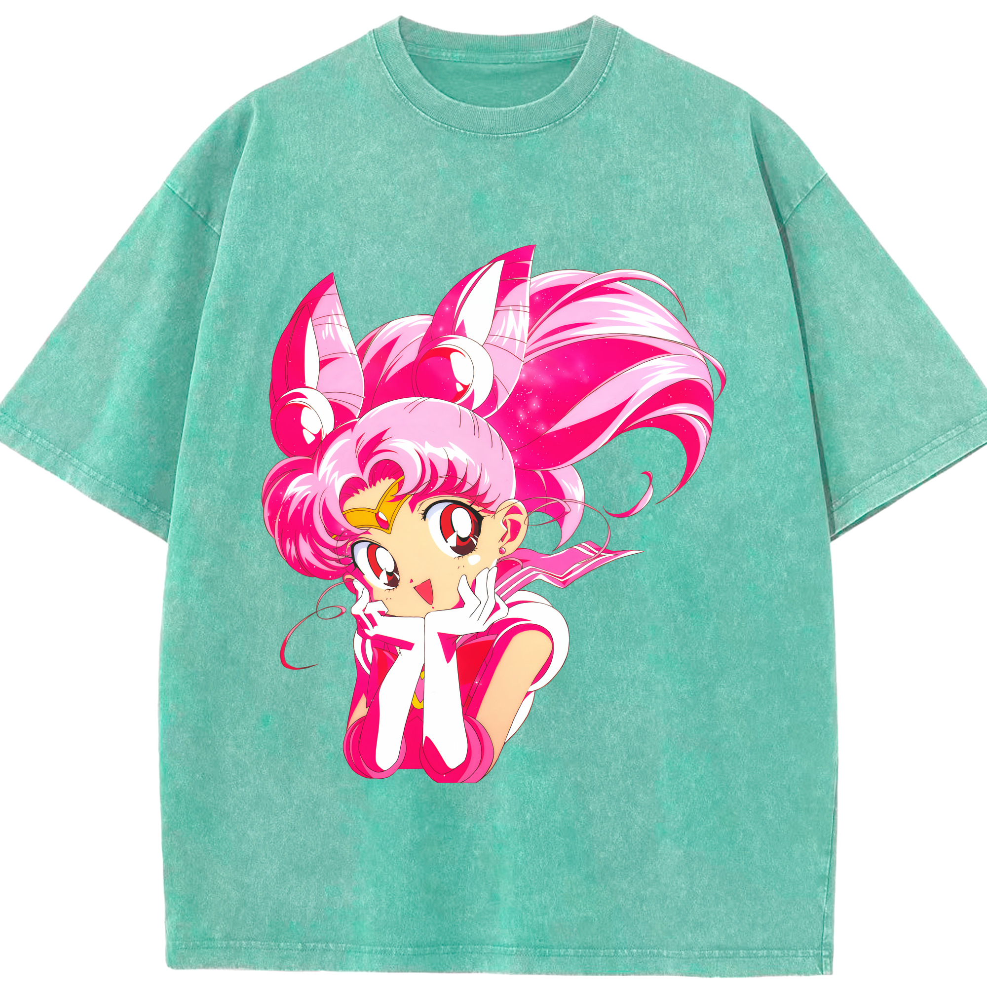 （画像用） 美少女戦士セーラームーン ちびうさ Sailor Moon Chibiusa Tsukino Usagi Small Lady Serenity 綿100% ヴィンテージ風 半袖Tシャツ（フロントプリント）